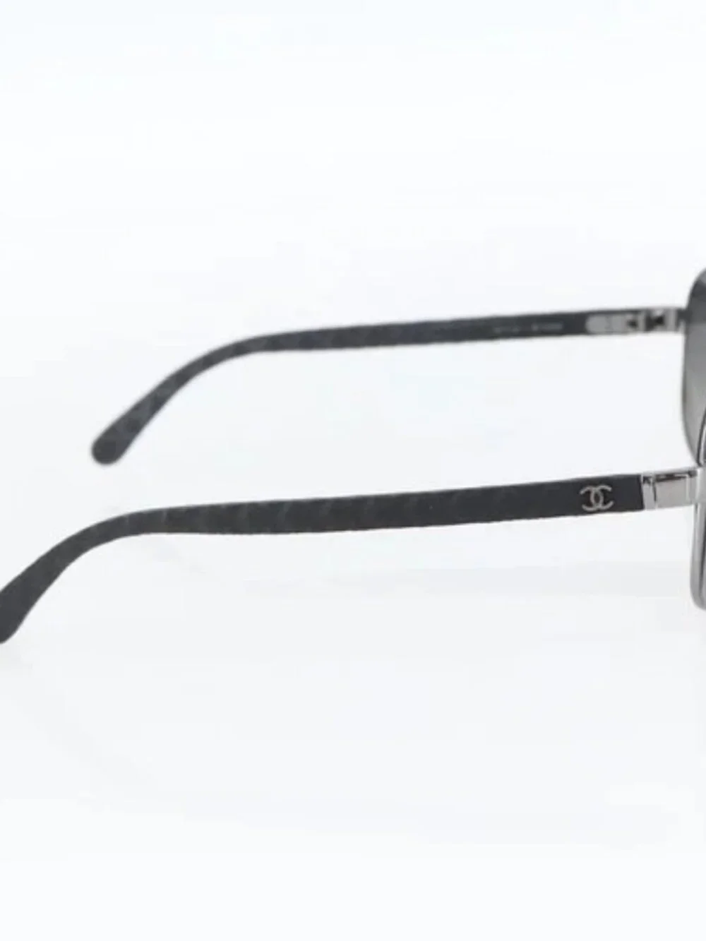 CHANEL Sunglasses Rubber Black CC Auth SW1991